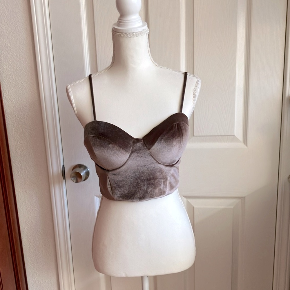Y2k Windsor Velvet Brown Bustier corset Top Size:L